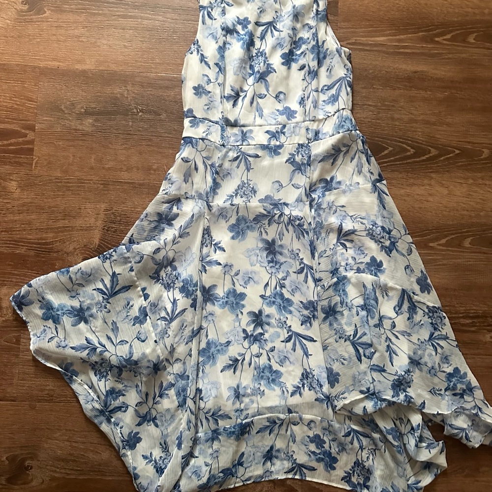 Calvin Klein Floral Blue and White Dress